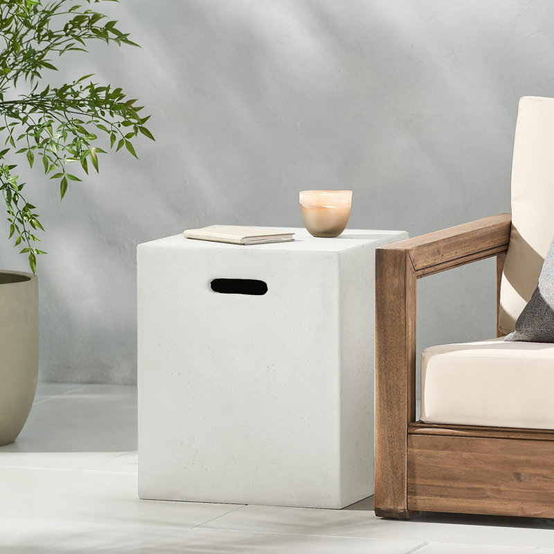 16X20 Inch Tank Holder/Side Table, White
