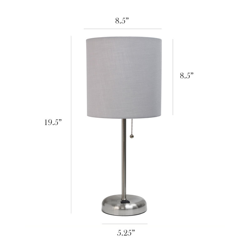 Baljit Metal Table Lamp, Gray, Brushed Steel