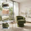 Fauteuil d'appoint pivotant en tonneau avec rembourrage moelleux et coussin lombaire à 360 °-365847353