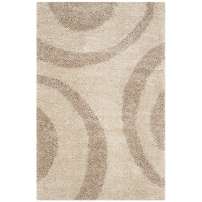 Geometric Shag Ivory Area Rug