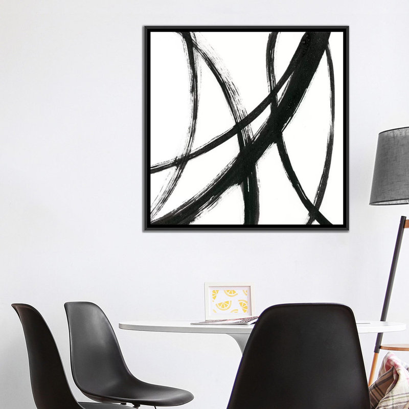 «Linear Expression II», reproduction sur toile, H 18 po x l 18 po x P 1,5 po, Toile avec cadre noir, Pas de tapis