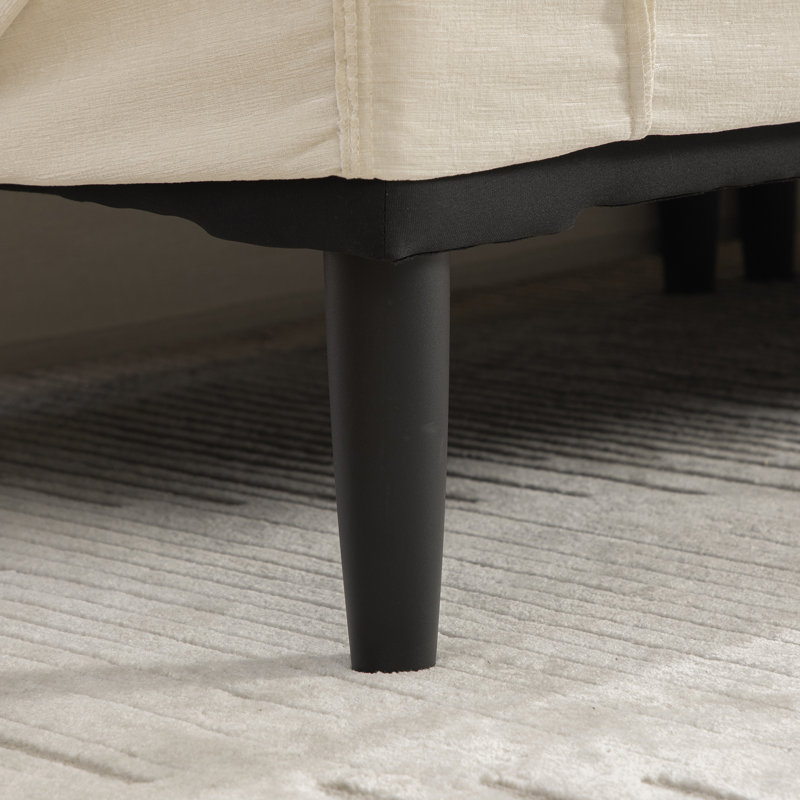 Banc rembourré à l'extrémité du lit, Beige