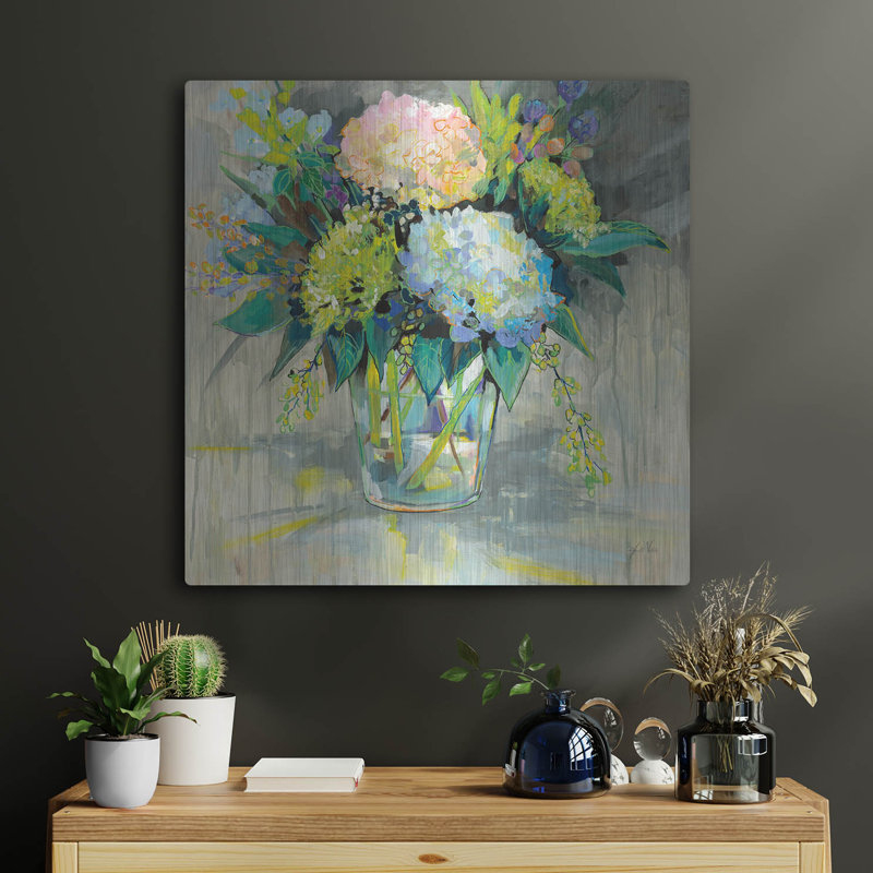 "Hortensias du jardin" par Jeanette Vertentes, H 24 po x l 24 po