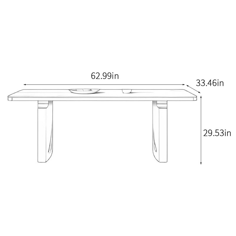Simple modern home dining table, 29.53"H x 62.99"L x 33.46"W, Multi_White