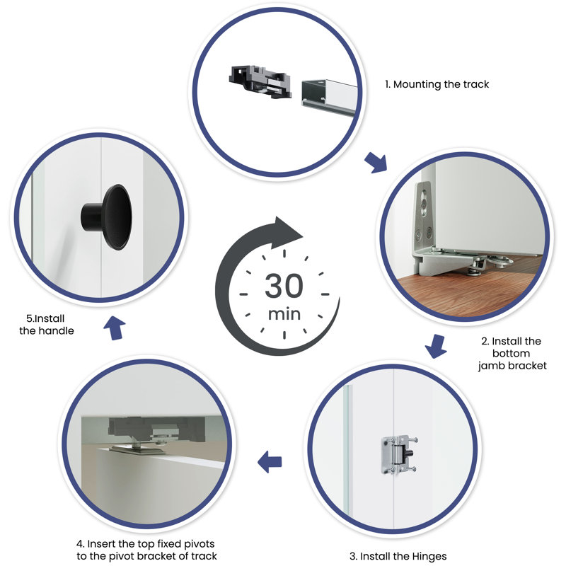 24 in. White MDF Bi-Fold Door with Frosted Glass Panels