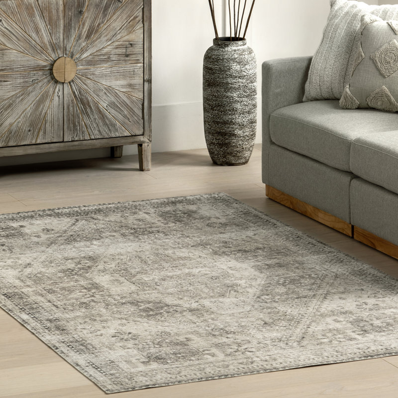 Tapis médaillon lavable à la machine Nevaeh SpinClean, Rectangle 4 pi x 6 pi