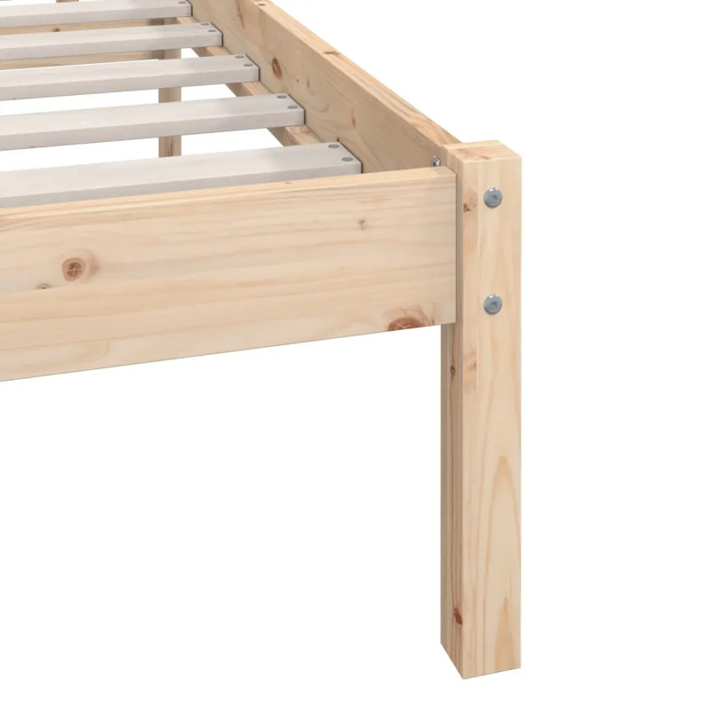 Bed Frame Solid Wood, natural, 140 x 200cm