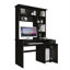 Bureau d'ordinateur avec huche et plateau à clavier, panneau de particules noir mat, station de travail compacte l 43,3 x H 70,8-130088475-130088473