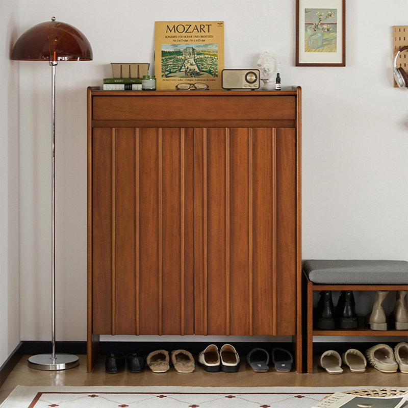 Retro Walnut Solid wood Shoe Storage