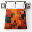 Couvre-lit matelassé orange et rouge à motif géométrique toutes tailles-130698324