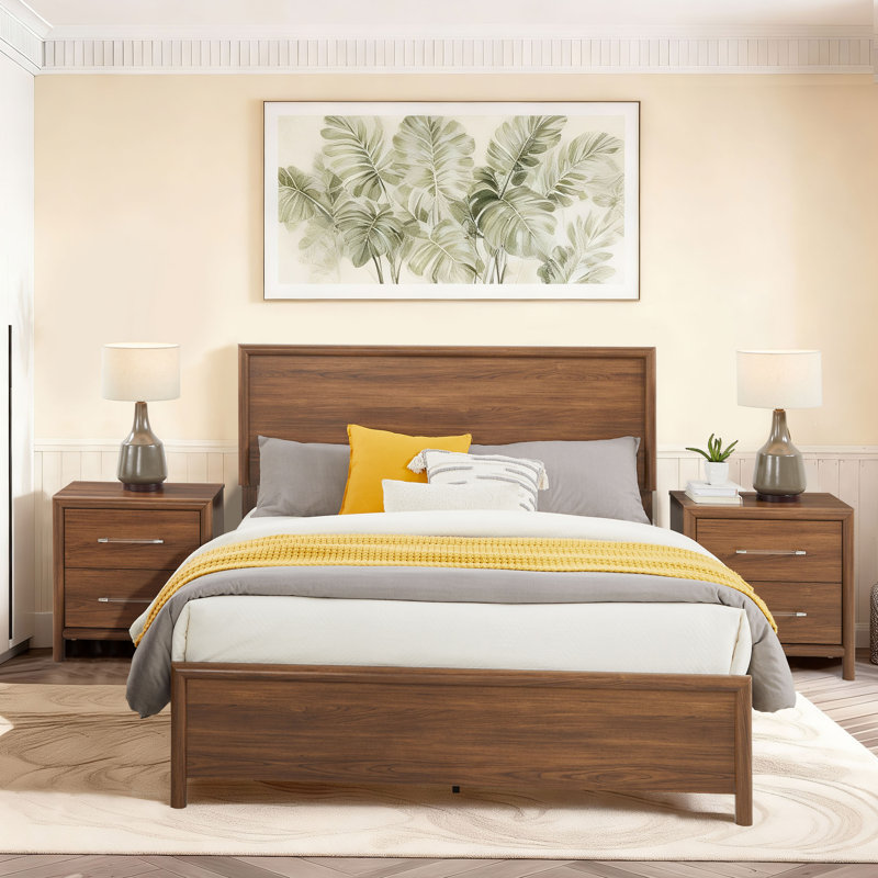 Bed Frame Queen Size With Headboard, Brown