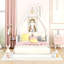 Lit double en bois avec tête de lit en forme de maison, blanc-781537445-781537444