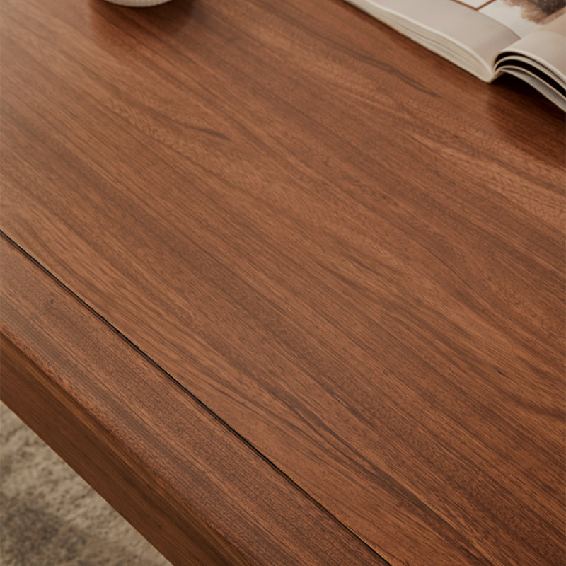 Modern simple rectangular ugin wood coffee table, 18.9" H x 54.3" W x 29.5" D