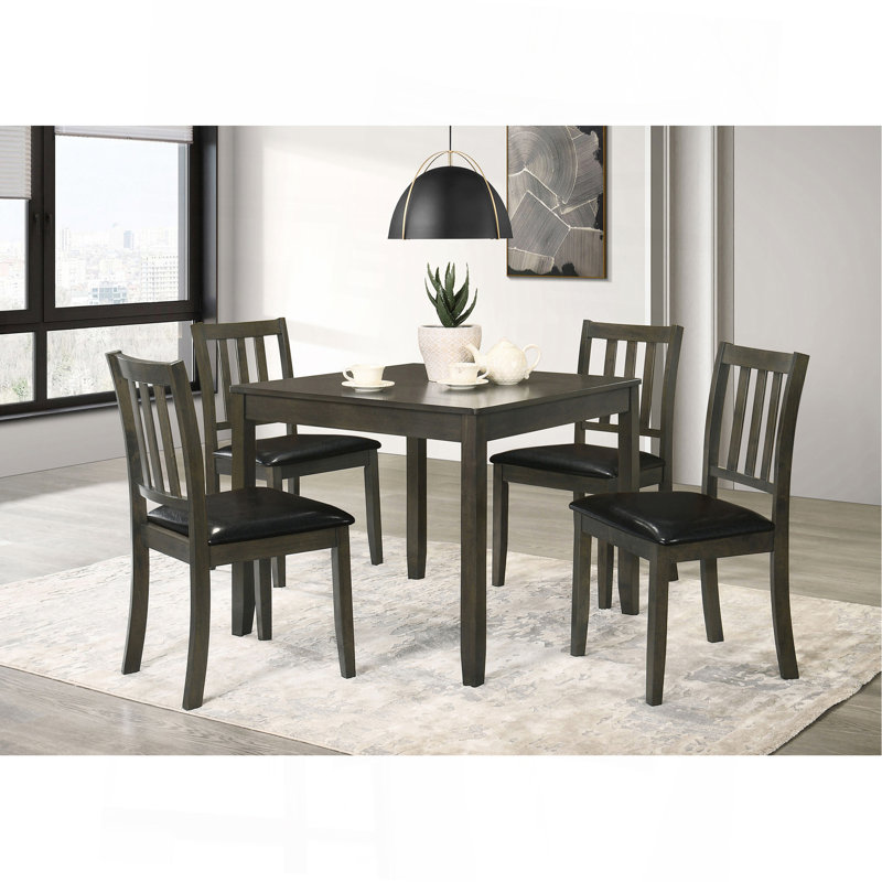 Ensemble de salle à manger en bois, Gris anthracite, Gris anthracite