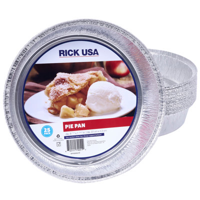 RICK USA: moule à tarte de 9 po - paquet de 25 - papier d'aluminium jetable, cuisson et cuisson polyvalentes, durable, gril-four-congélateur-lavable au lave-vaisselle, recyclable