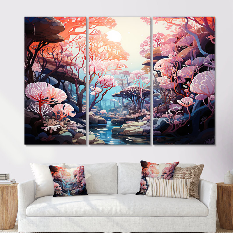 «Beautiful Scenery Under The Sea - Coastal Coral Under Water», ensemble d'art sur toile, Toile tendue