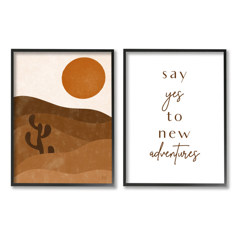 «Say Yes New Adventures Expression Desert Sun Cactus» par Birch & Ink - ensemble de 2 impressions, H 30 po x l 24 po