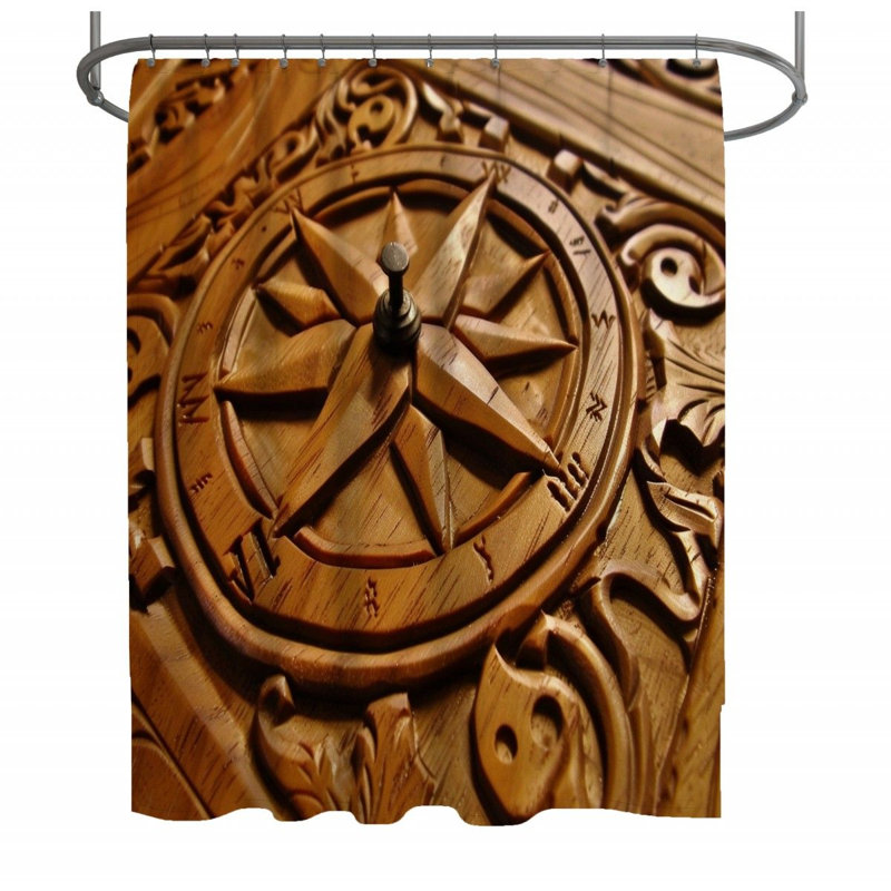 Rideau de douche Compass - Art sculpture Bathroom Decor_13479, H 83 po x l 70 po