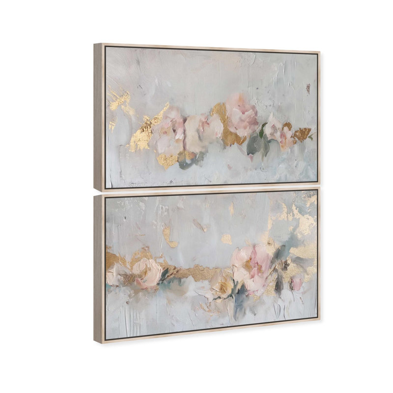 Oliver Gal Velvet Alloy Set Floral Abstract - Liquid Framed Canvas Art, Cream, 31" H x 46" W
