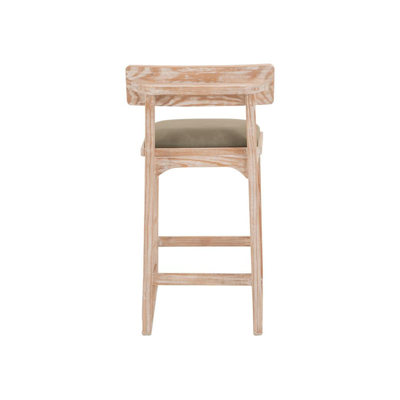 Tabouret de bar rembourré 30 po Balam, Green Seat/Light Brown Frame, Tabouret de bar (siège de 30 po de hauteur)
