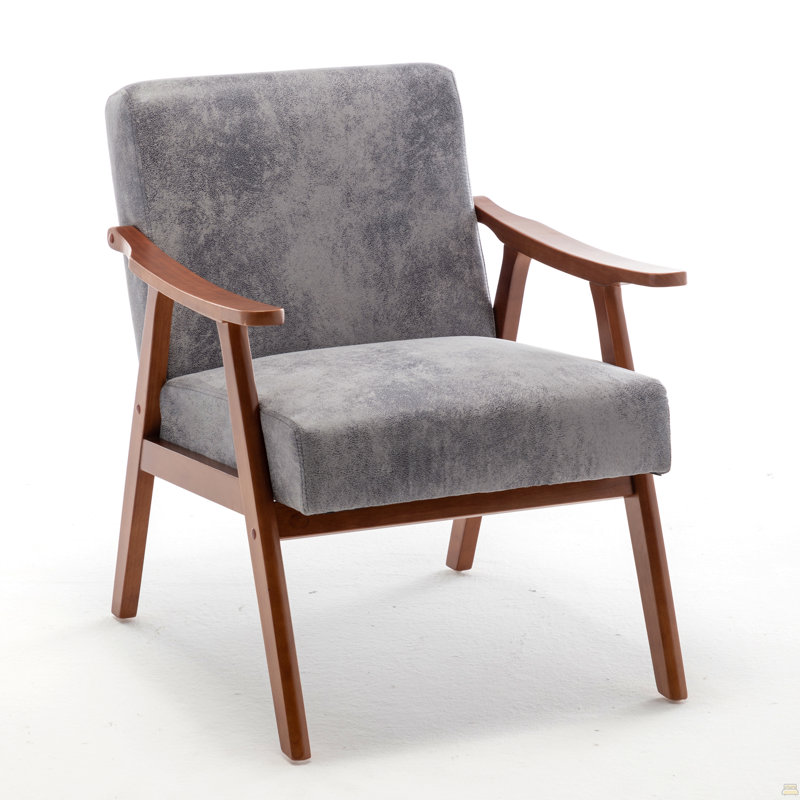 Chaise d'appoint avec revêtement en microfibre et structure en bois massif, Microfibre / microsuède gris