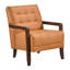 Chaise rembourrée en cuir orange avec structure et dossier 100% pieds d'appoint en noyer-966716995