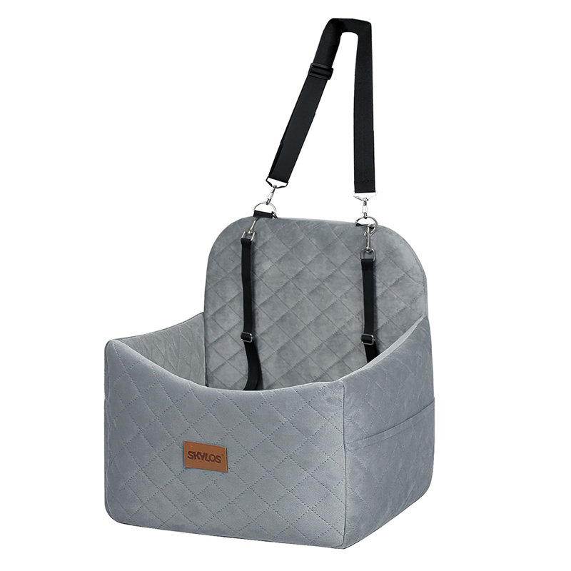  Small Plush Dog Bed with Washable Cover for Home & Travel, Grey