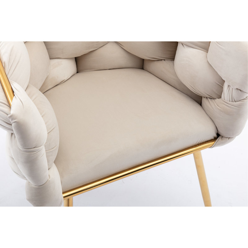 Hummera Upholstered Accent Chair, Beige Velvet, 1