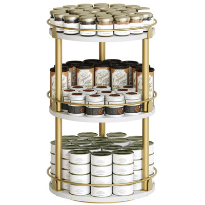 3-Tier Lazy Susan Organizer, Rotating Spice Rack, Spinning Organizer, Industrial Turntable Spice Rack Organizer for Cabinet, Kitchen Countertop