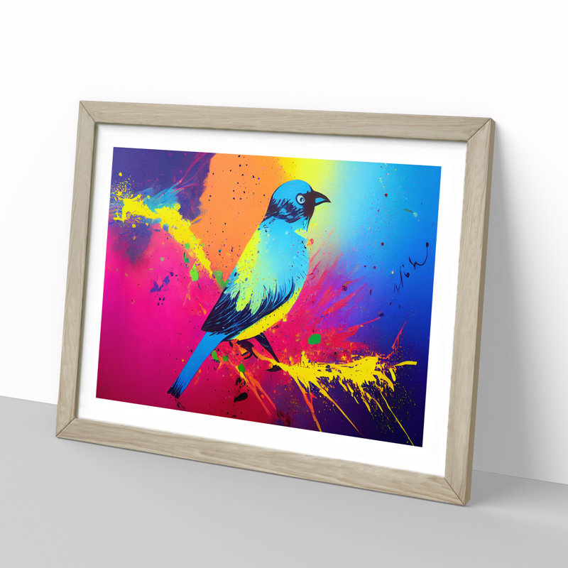 Bird Splash Vol.5 Abstract - Framed Print, 46cm H x 64cm W x 2cm D, Oak