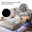 White Velvet Upholstered Bed With 2 Bedside Lamps, Headboard Storage Function, With Charging Socket, With Light Strip Under The Bed-1000223943-998761349