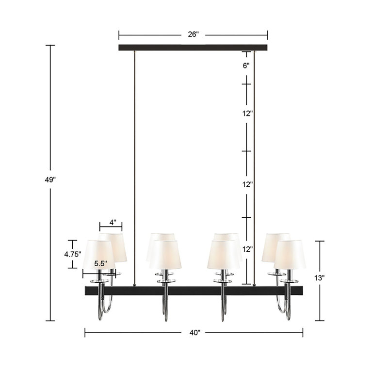 Lustre traditionnel 8 lumières avec abat-jour tambour