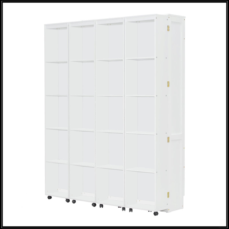 Grand lit escamotable avec portes de rangement, Blanc