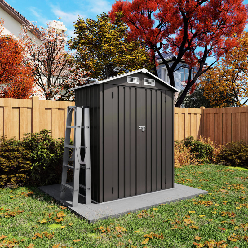 Gray 5x3 Ft Metal Outdoor Tool Shed With Lockable Door, Waterproof And High - Strength, Good For Garden Backyard Storage, Modern Design Storage Peaked Roof, Door Garden, Backyard, Patio Ideal Tools,