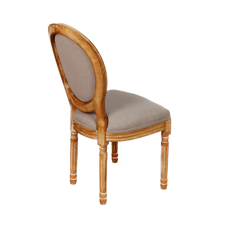 Light Gray Upholstered Wood Oval Back Side Chairs, Set of 2
