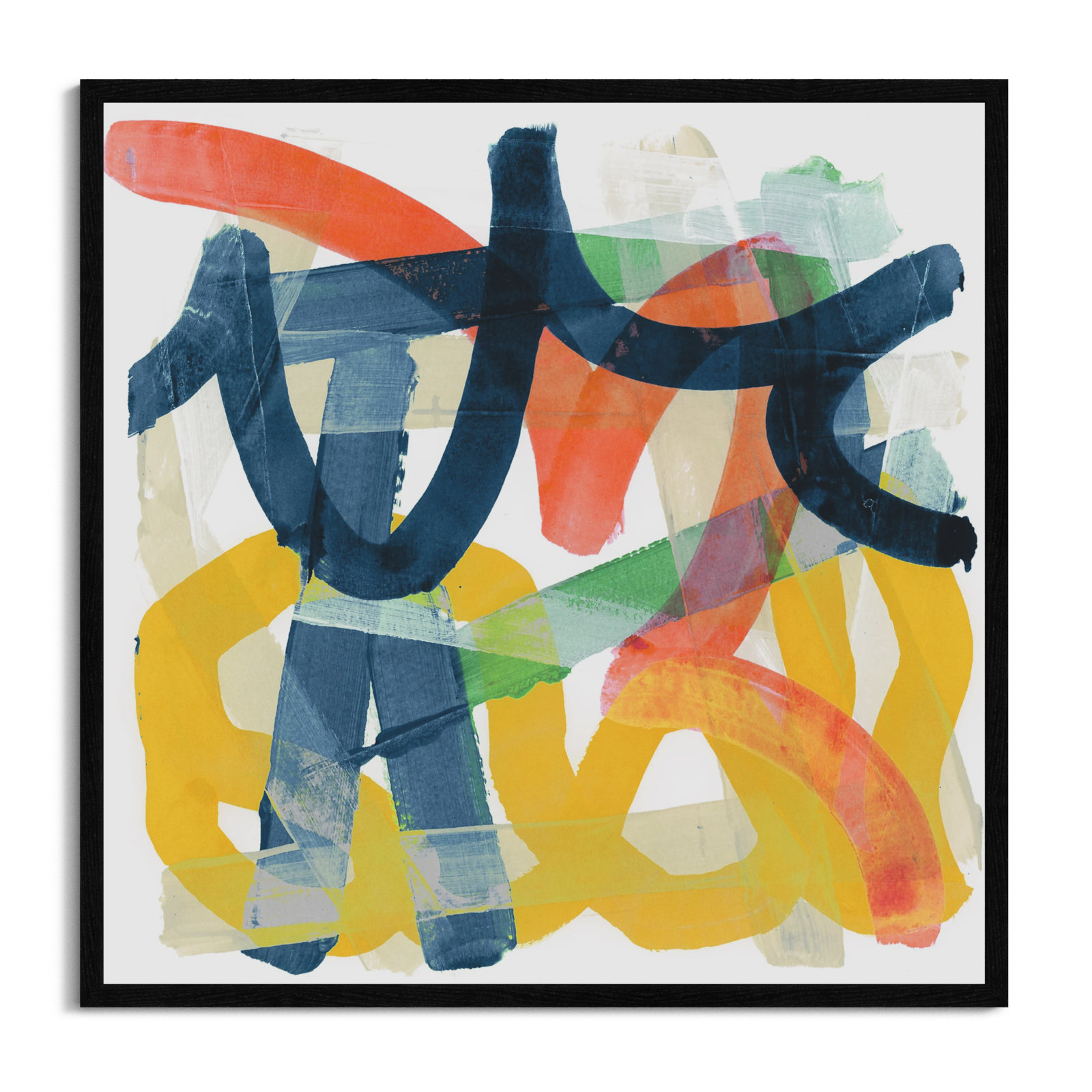 Shuffling by Cartissi - Picture Frame Painting, Black Framed, 32" H x 32" W x 0.75" D