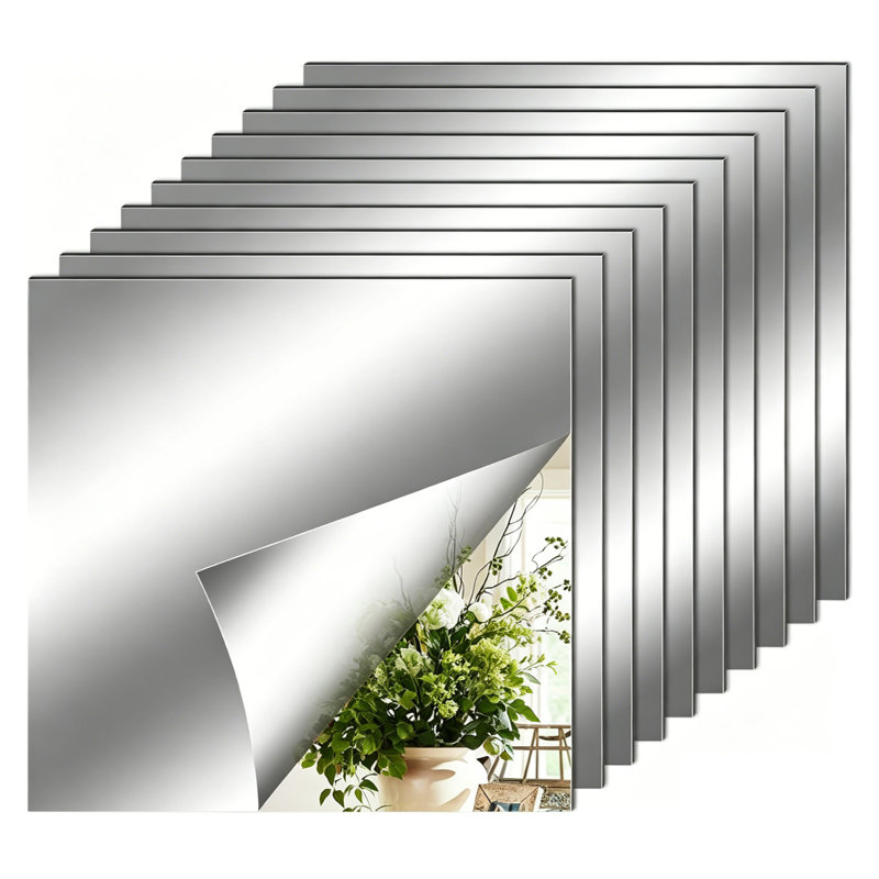 Feuilles de miroir flexibles, 80 pièces, carreaux de miroir carrés, autocollants muraux, mosaïque 3D, 14,8 x 14,8 cm