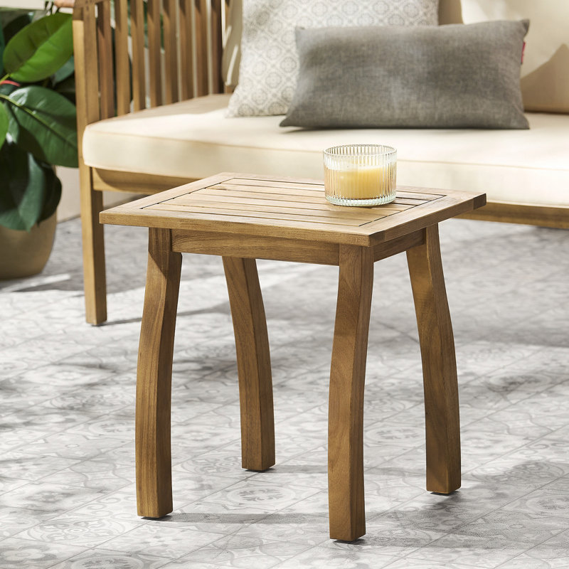 Table de bout rectangulaire en bois d'acacia teinté naturel, table de bout rectangulaire résistante aux intempéries pour le patio, le jardin, la pelouse et le salon (teint naturel)