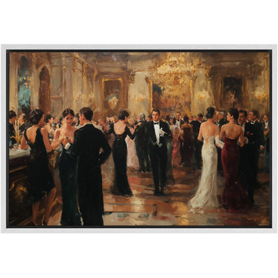 «Luxurious Vintage Ballroom Scene», reproduction d'art sur toile encadrée très grande