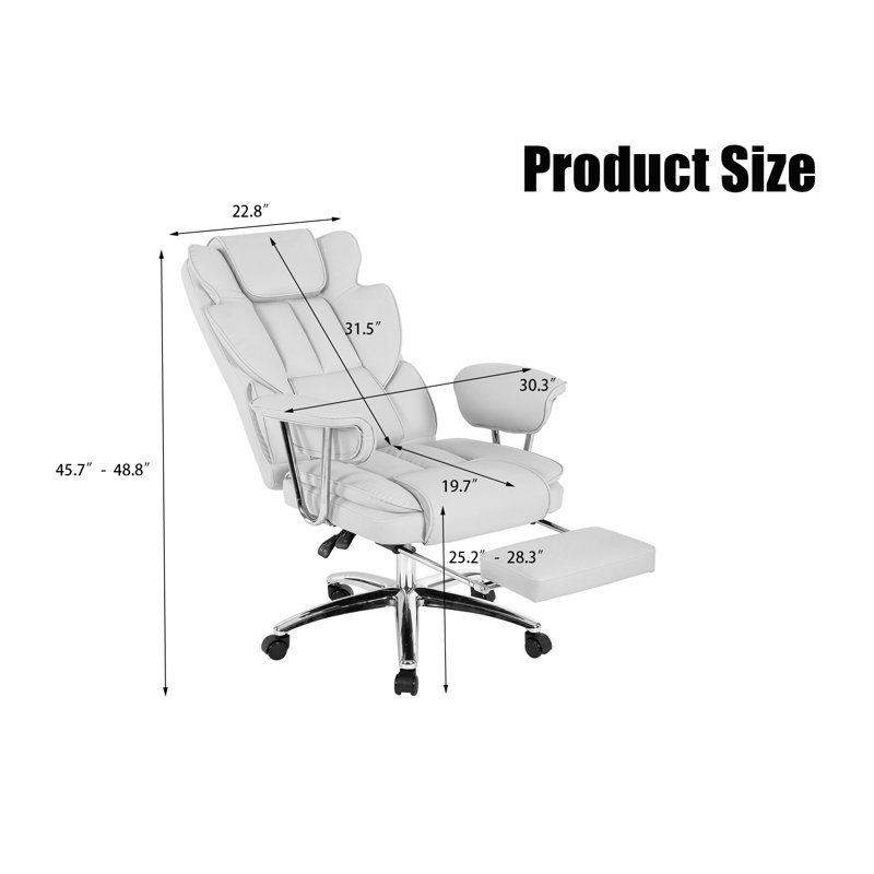 Chaise de bureau avec repose-pieds, Beige