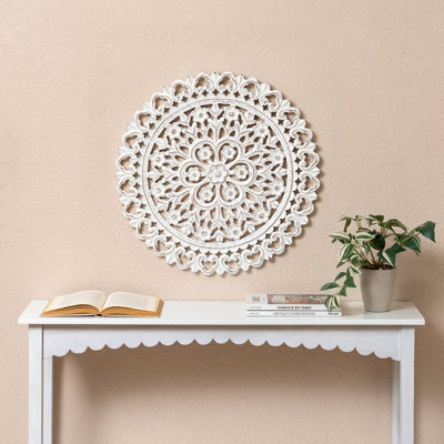 JFY Designs Wall Medallion - Wooden Wall Decor, Hand Carved & Embossed Decorative Wall Sculpture, Boho Farmhouse Wall Art, Perfect for Home, Office or any Living Space