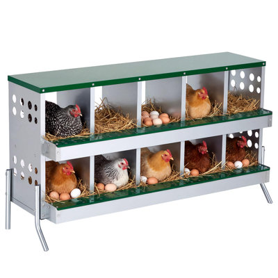 Galvanized Steel Chicken Nesting Box for Coop - 10 Compartments Egg Laying Boxes, Green - 139 x 43 x 76 cm - 10 compartments - 139✖43✖76 CM