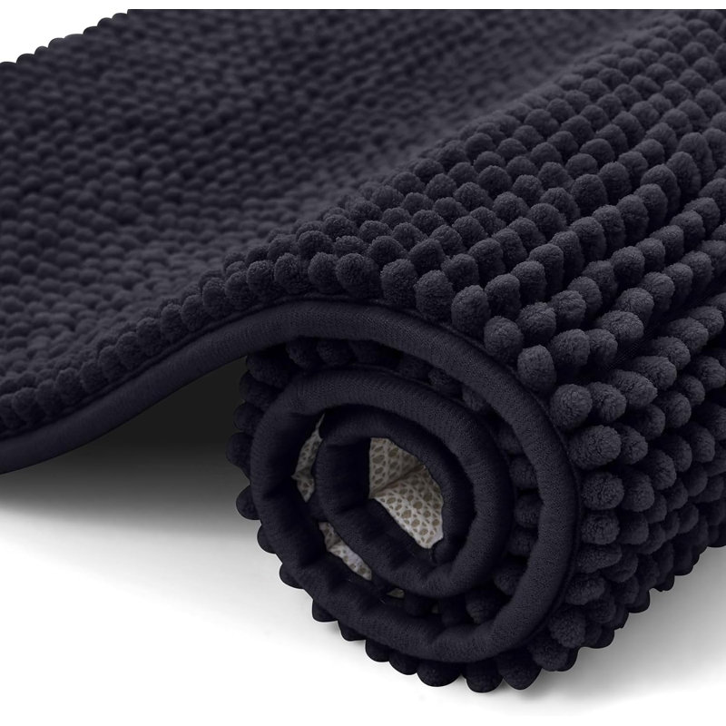 Chenille Non-Slip Bath Mat, Black