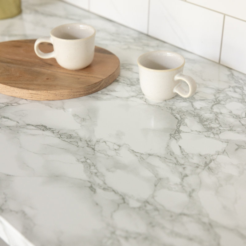 Neace 67.5cm x 2m Marble Stone Self-adhesive Vinyl Wrap for Doors and Worktops, Marble Grey