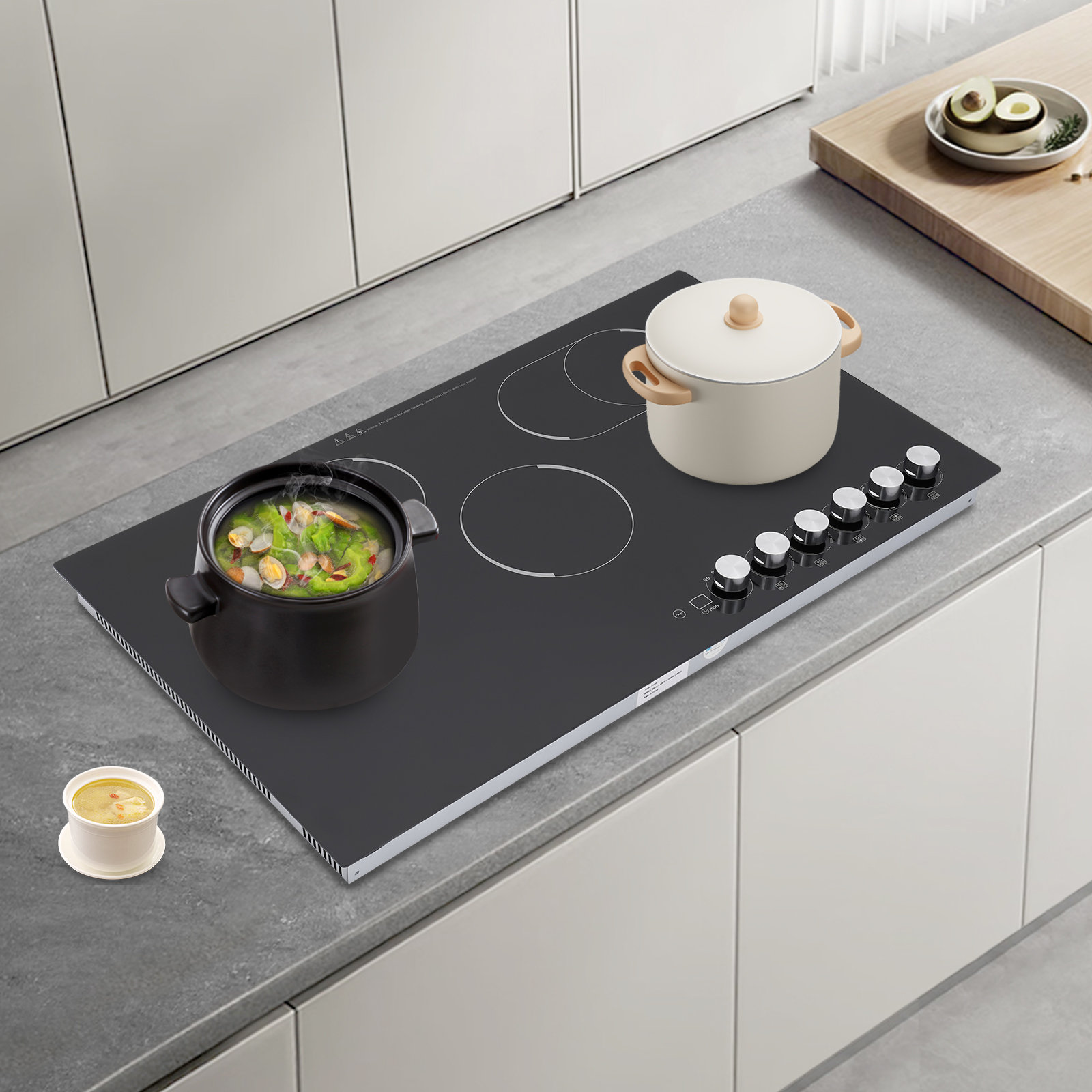 Embedded Counter Top JOYDING 5 Burners Electric Cooktop Countertop Embedded Stovetop Knob ...