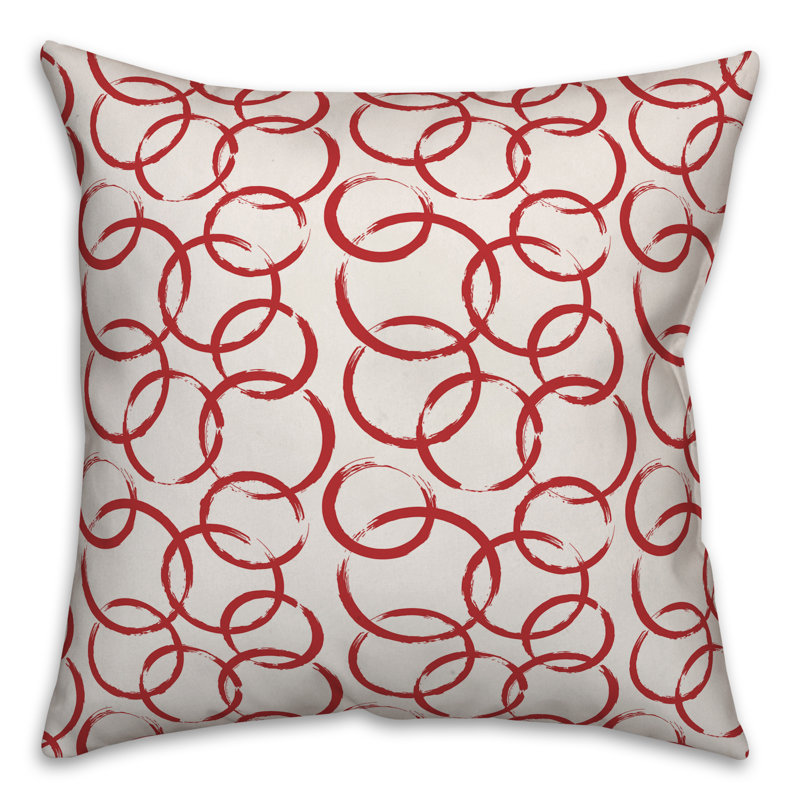 Geometric Throw Pillow, 16" x 16", White/Red