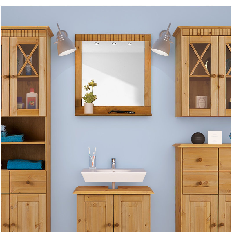 Vernita Wood Flat Wall Mirror, Stain/Wax