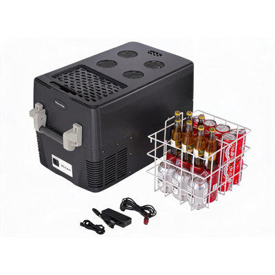 Congélateur de voiture portatif de 52 pintes de 12 V avec refroidissement à deux zones, fonctionnement silencieux et protection de la batterie pour les véhicules récréatifs, les camions, les camping, les bateaux et les voyages en plein air