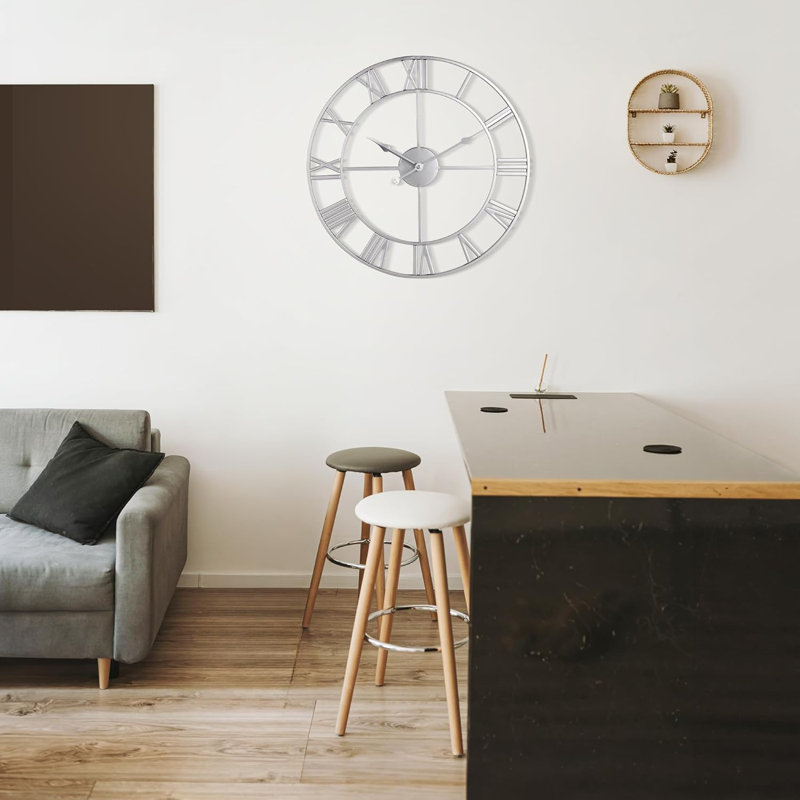 Large Silent Wall Clock For Living Room Decor - Vintage Decorative Modern Wall Clock With Non-Ticking Quartz Movement, Battery Operated For Bedroom, Office, Farmhouse