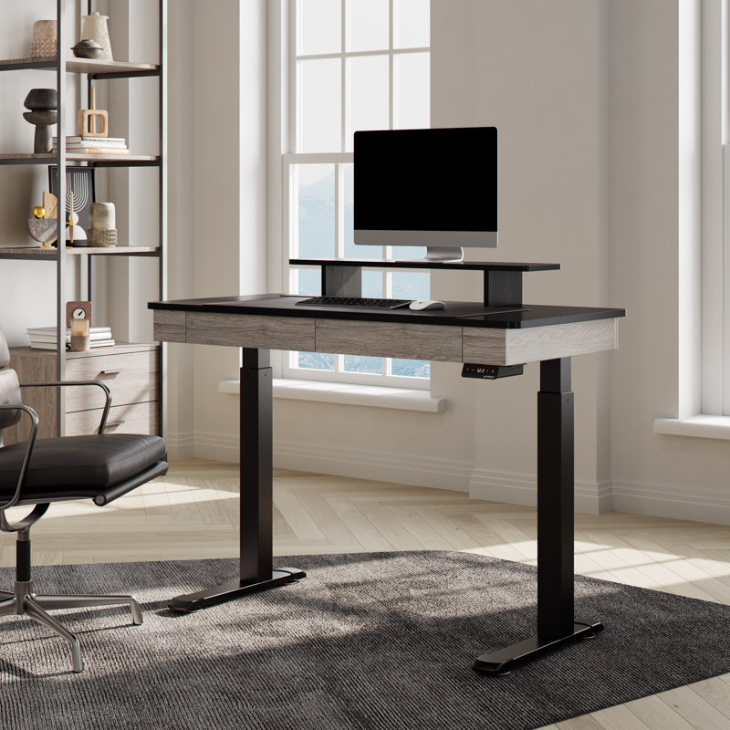 Stonington Height Adjust Electric Standing Desk, 48" H x 47" W x 24" D, Light Brown